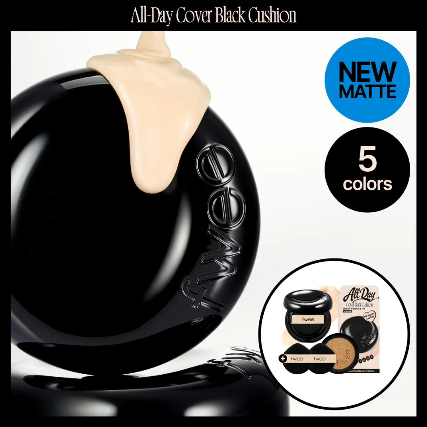 fwee All Day Cover Black Cushion Refill Set (5 Shades)