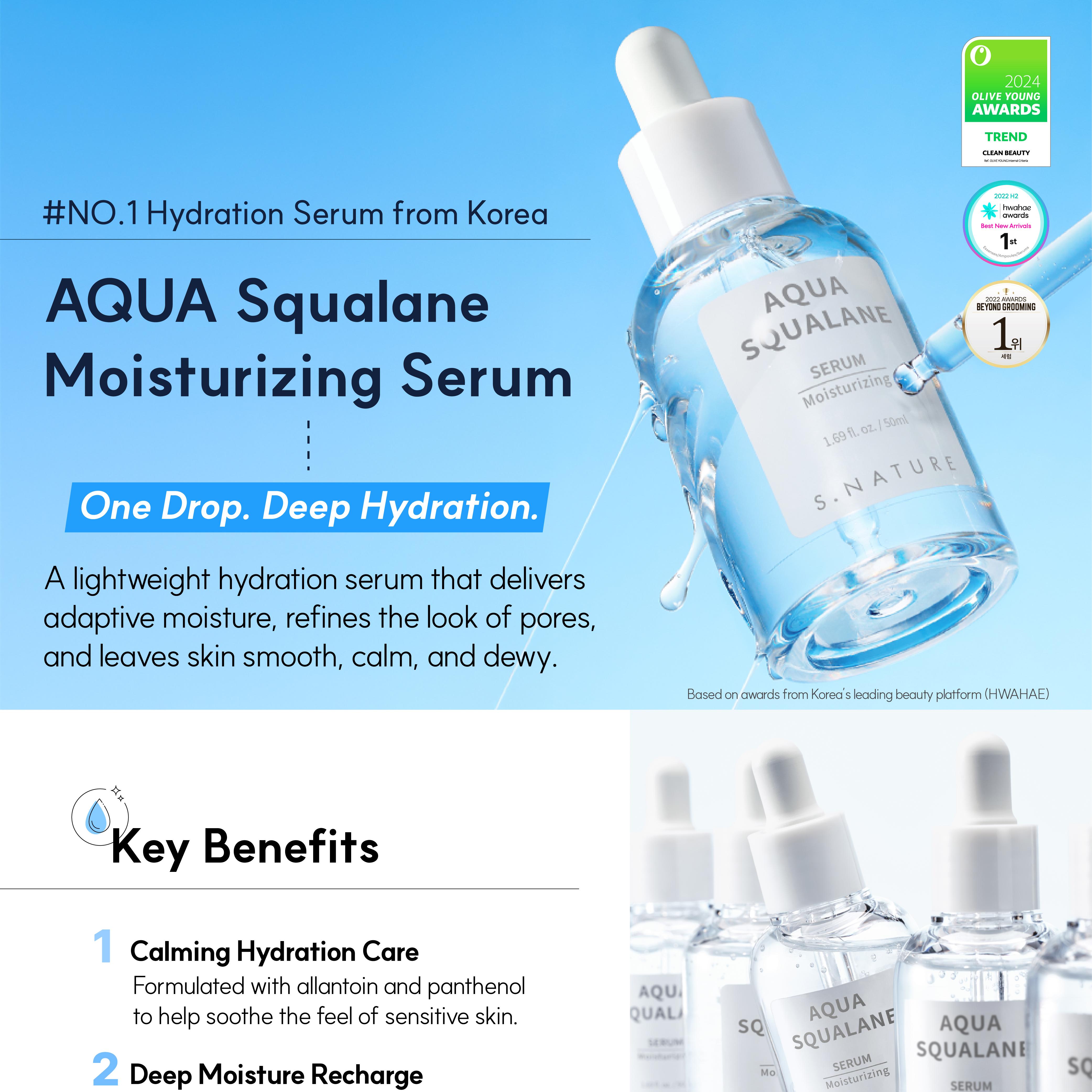 S.NATURE Aqua Squalane Serum 50ml Refill Set (+Refill 50ml+Moisturizing Cream 10ml+Mini Mirror)