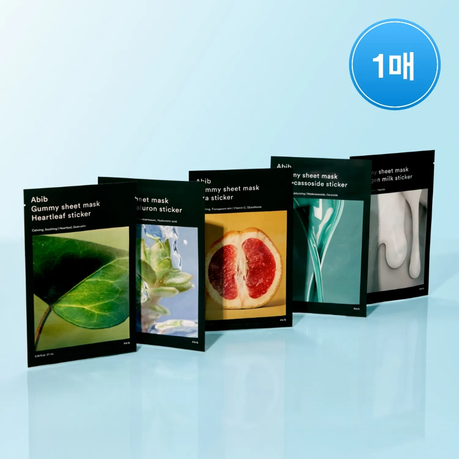 Abib Gummy Sheet Mask Sticker (1 sheet) – Heartleaf / Sedum Hyaluron / Madecassoside / Collagen Milk / Vita