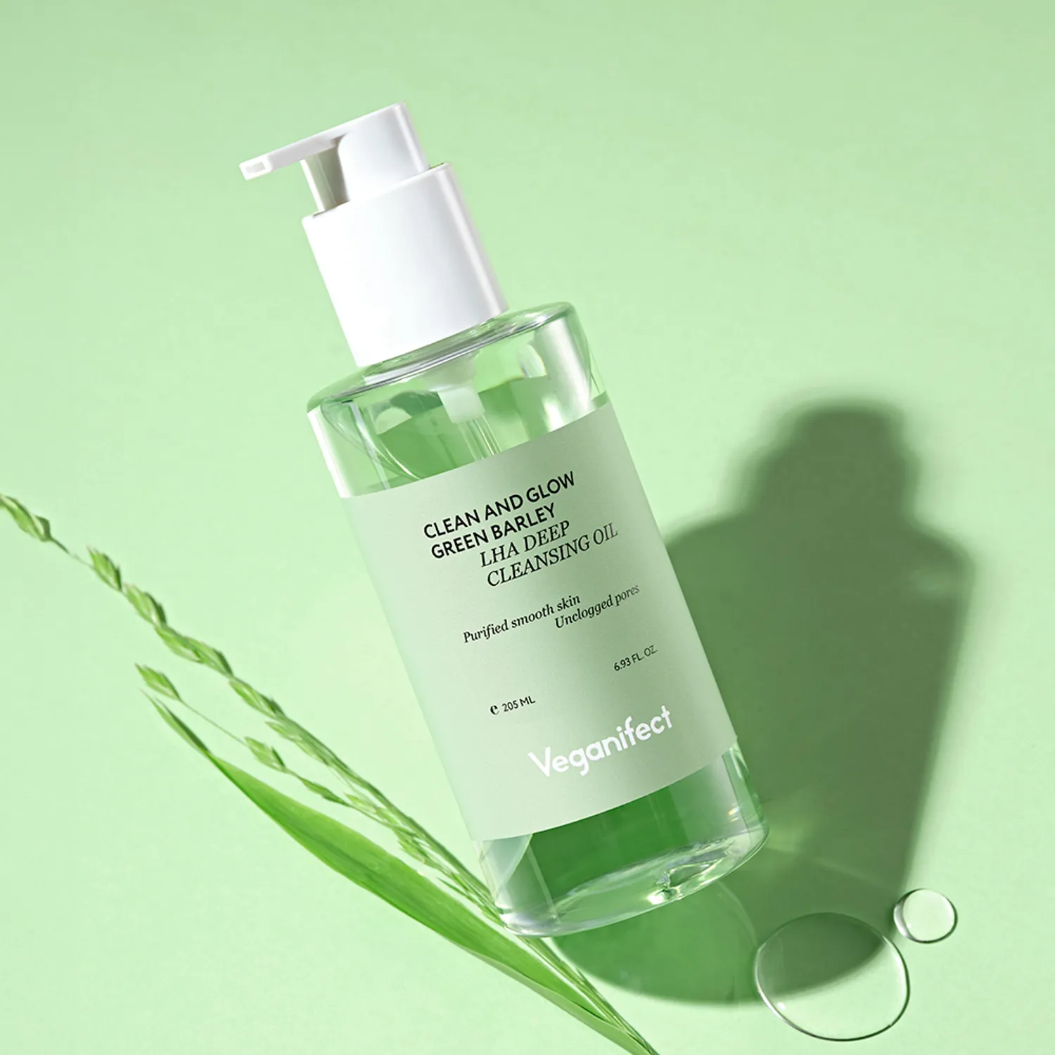 veganifect.Clean & Glow Green Barley LHA Deep Cleansing Oil 205ml Set (+Foam 30ml)