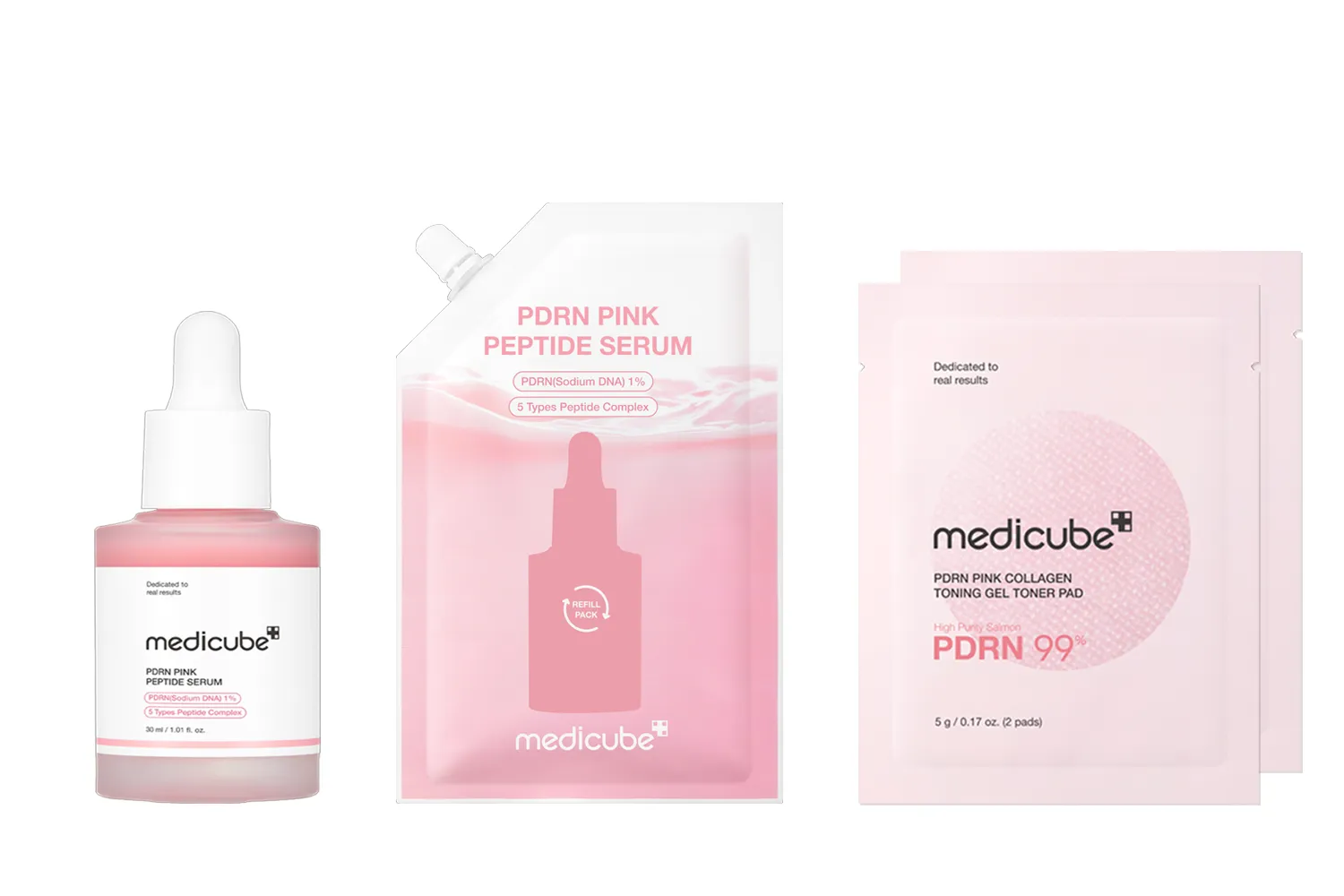 medicube PDRN Pink Peptide Ampoule 30ml Refill Set (+Refill Pack 50ml+Gel Pads 2P(2ea))