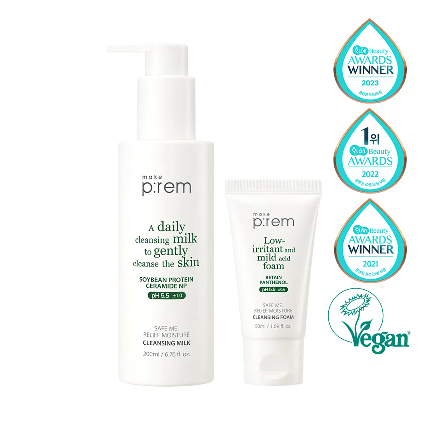 Make P:rem Safe Me Relief Moisture Cleansing Milk 200ml Set (+Cleansing Foam 50ml)