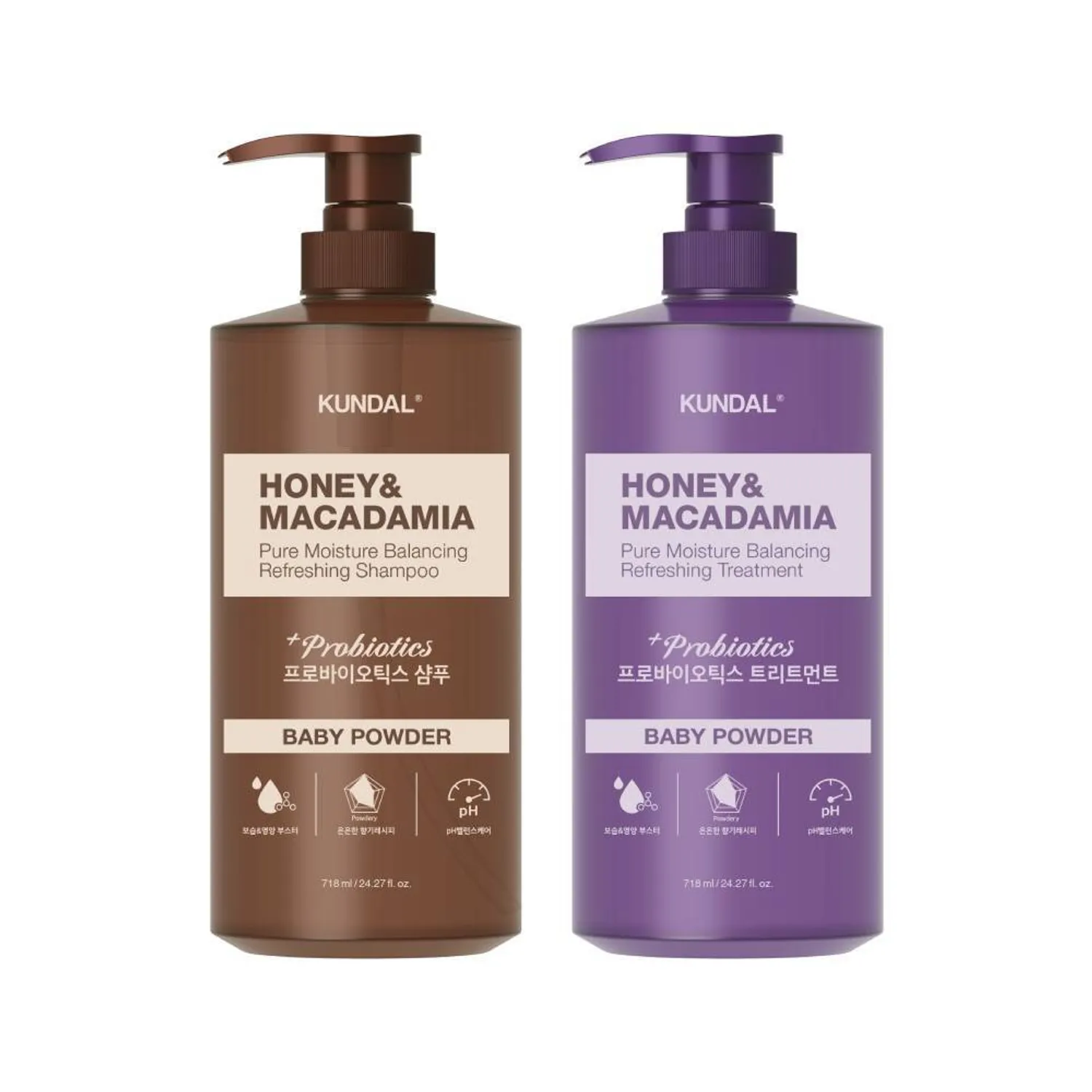 KUNDAL Probiotics Shampoo + Treatment 718ml Set (Baby Powder/ Ylang Ylang/White Musk)