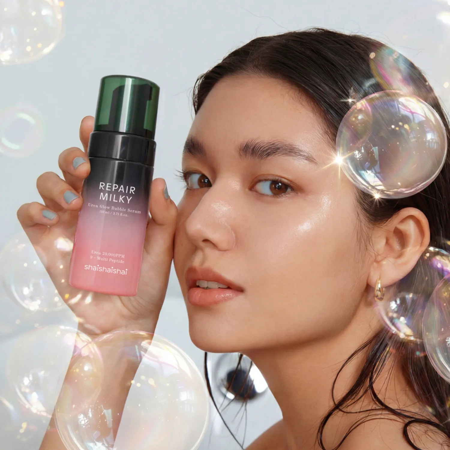 shaishaishai Repair Milky Urea Glow Bubble Serum 110ml Set (+Milky Cream 15ml)