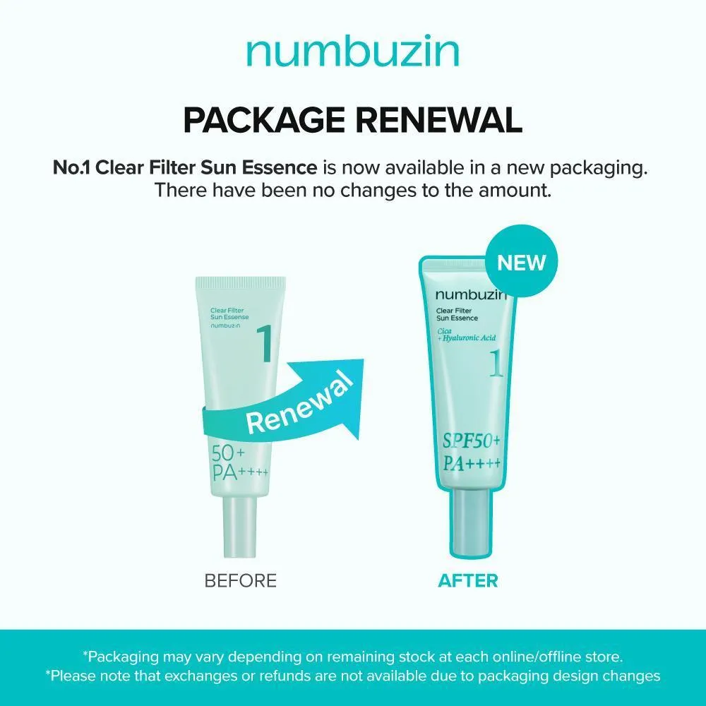 numbuzin No. 1 Clear Filter Sun Essence SPF50+ PA++++