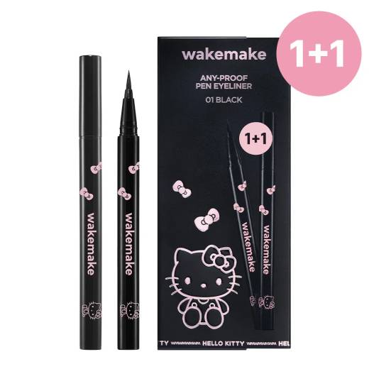 [HELLO KITTY] WAKEMAKE Any-Proof Pen Eyeliner 1+1 Set (2 Colors)