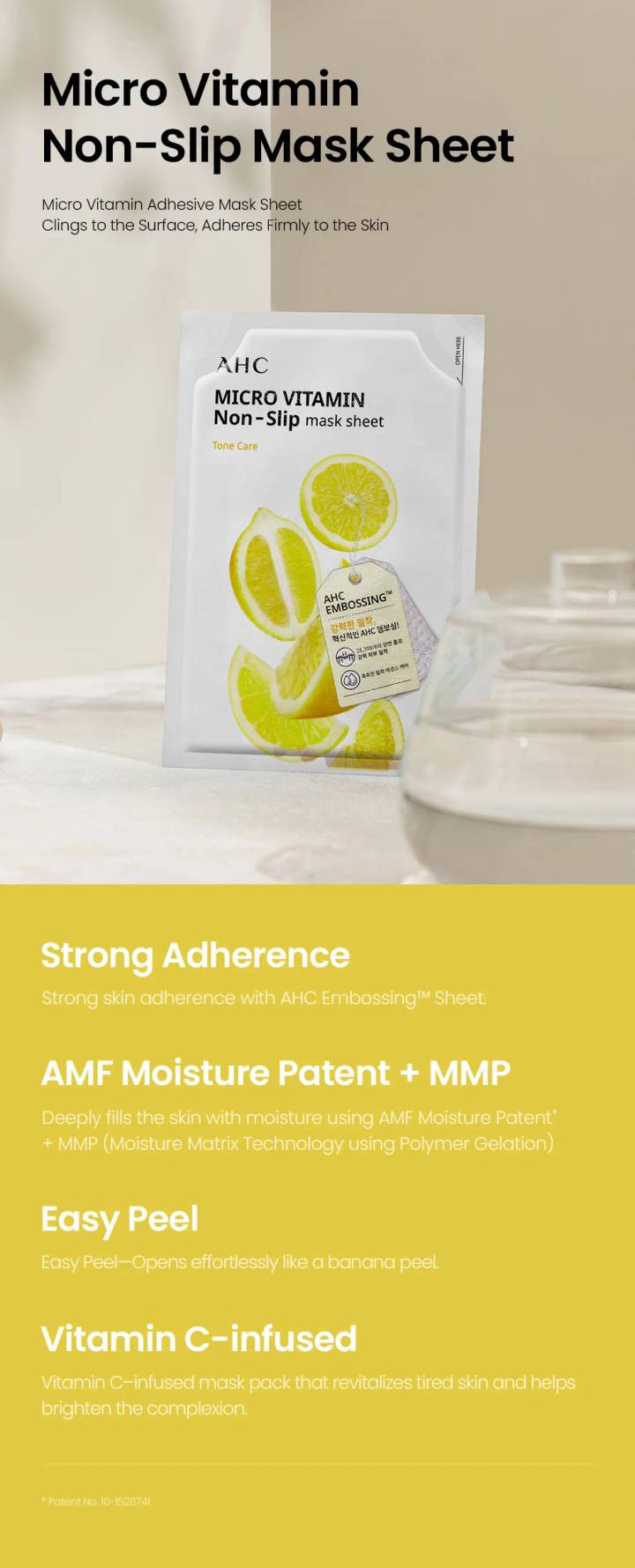 AHC Micro Vitamin Non-Slip Mask Sheet 10 Sheets
