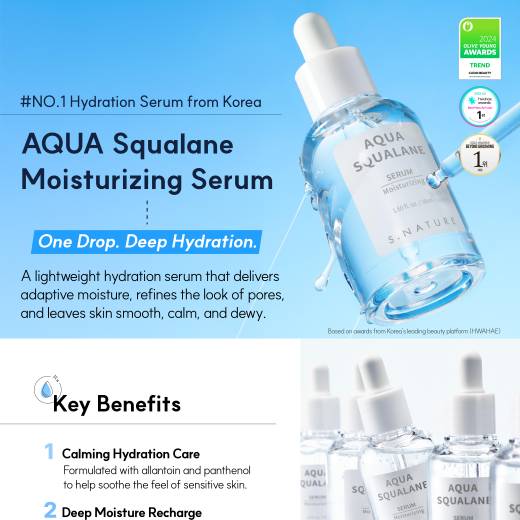 S.NATURE Aqua Squalane Serum 50ml Refill Set (+Refill 50ml+Moisturizing Cream 10ml+Mini Mirror)