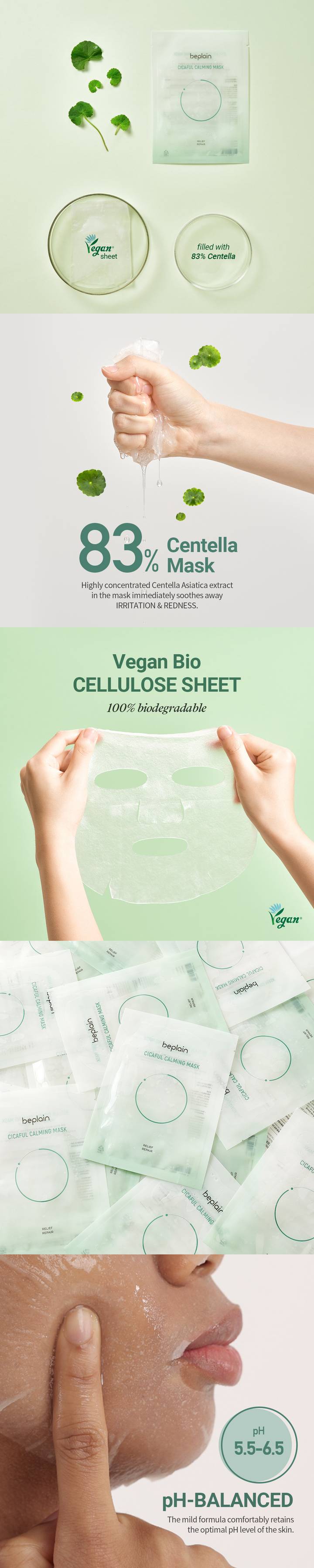 beplain Cicaful Calming Mask Sheet 10 Sheets