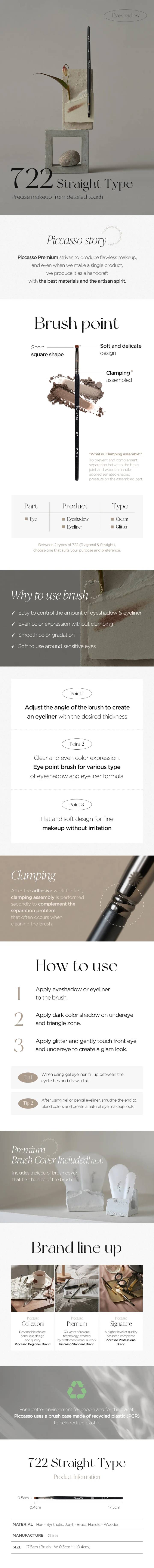 PICCASSO 722 Straight Type Eyeshadow Brush
