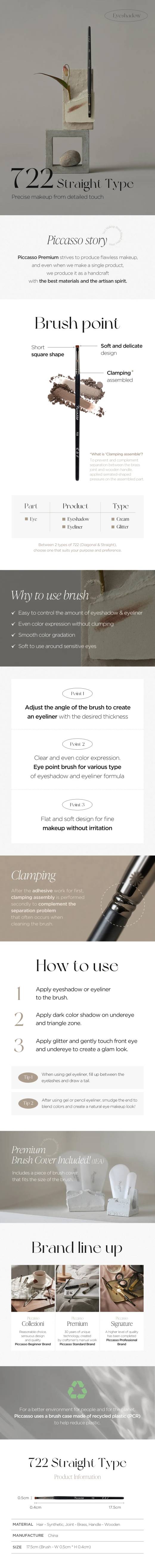 PICCASSO 722 Straight Type Eyeshadow Brush