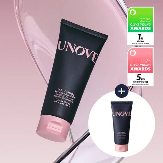 UNOVE Deep Damage Repair Hair Mask (Treatment / Hair Pack) Tender Bloom 207ml Set (+100ml)