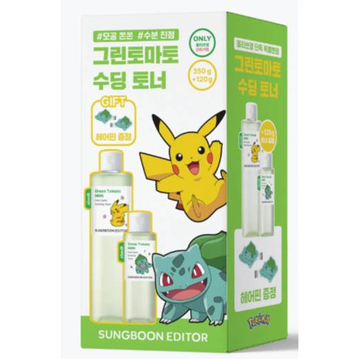 [POKEMON EDITION] SUNGBOON EDITOR Green Tomato NMN Pore Hydro Soothing Toner 350g Set (+120g)
