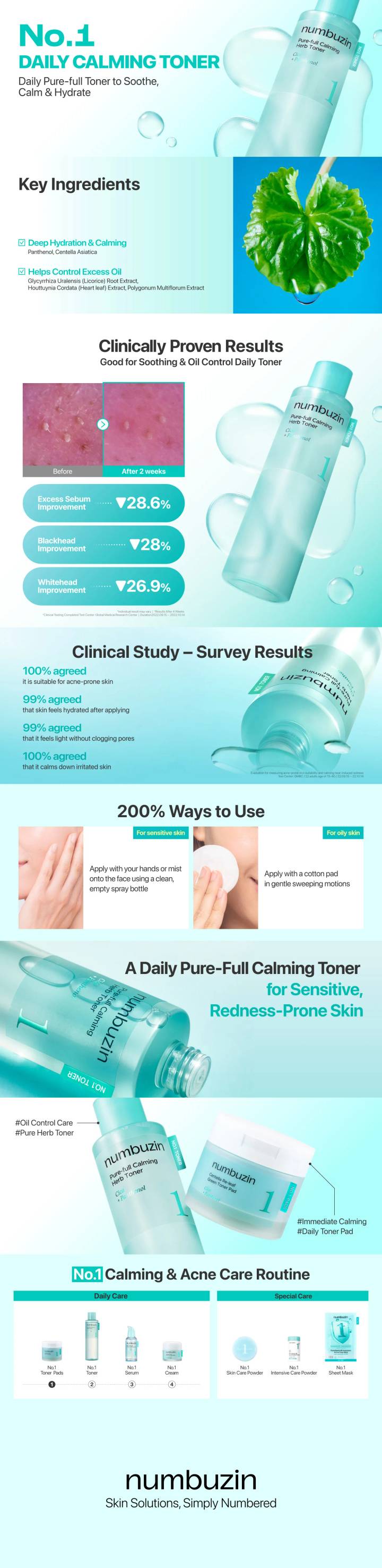 numbuzin No. 1 Pure-full Calming Herb Toner 300mL (+300mL Refill)