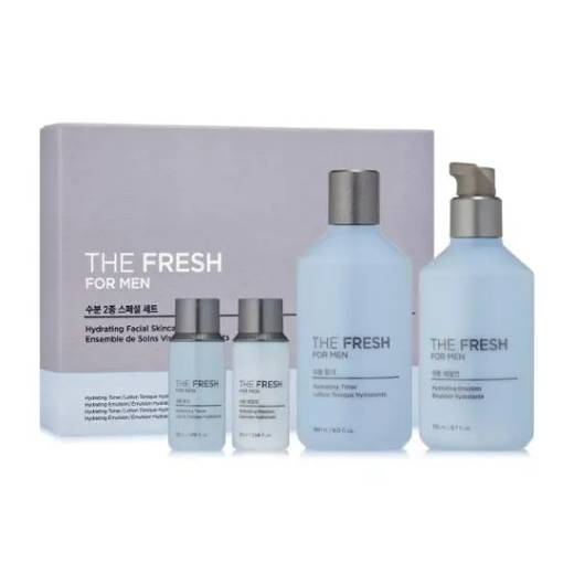 THE FACE SHOP The Fresh For Men Hydrating Facial Skincare Set (Toner 180ml+Emulsion 170ml+Toner 32ml+Emulsion 32ml)
