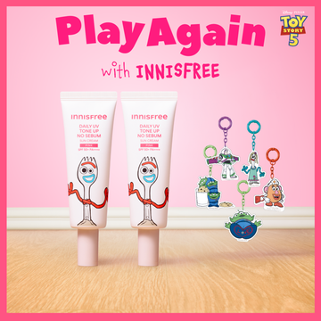 [TOY STORY EDITION] INNISFREE Daily UV Tone Up No Sebum Sun Cream 50ml Pink Double Pack (+Keyring)