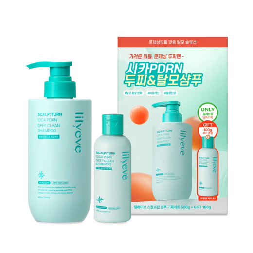 lilyeve Scalp:Turn Cica PDRN Deep Clean Shampoo 500g Set (+Shampoo 100g)