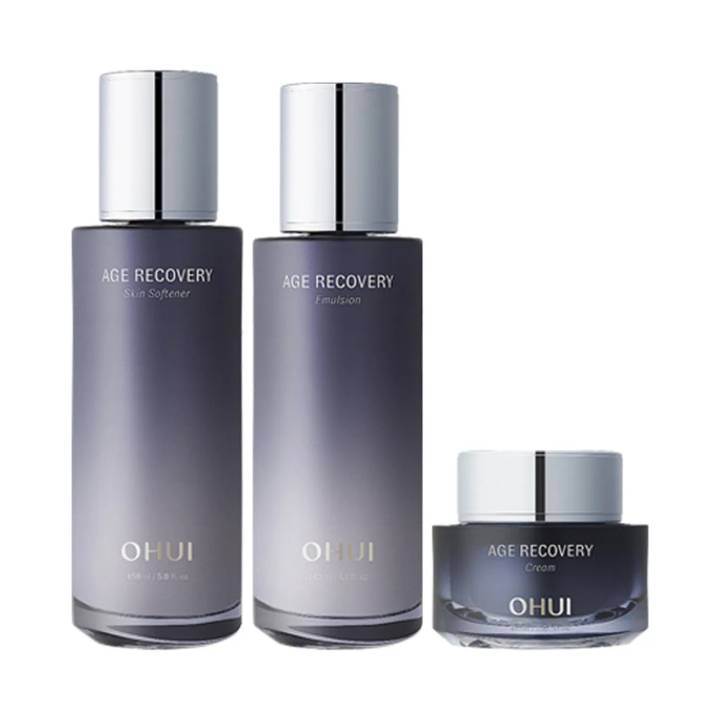 OHUI Age Recovery 3P Set (Skin 150ml+Emulsion 140ml+Cream 25ml+Skin 20ml+Emulsion 20ml+Essence 10ml+Soft Amino Foam 45ml+Collagen