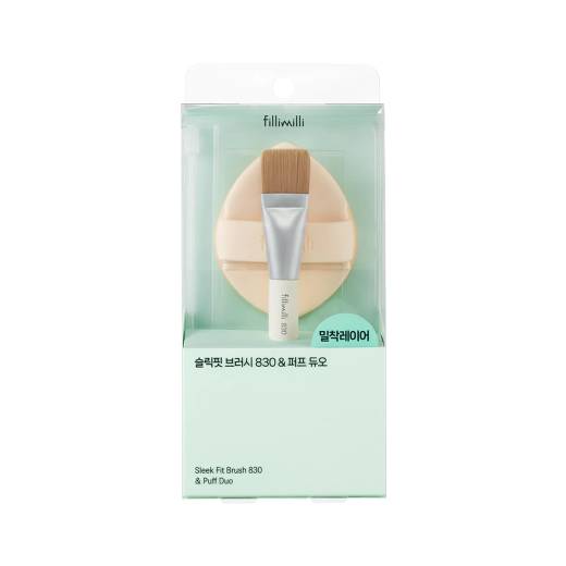 Fillimilli Sleek Fit Brush 830 & Puff Duo (+Pouch)