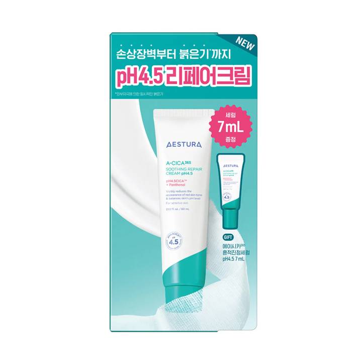 AESTURA A-Cica 365 Soothing Repair Cream pH4.5 60ml Special Set (+A-Cica Serum 7ml)
