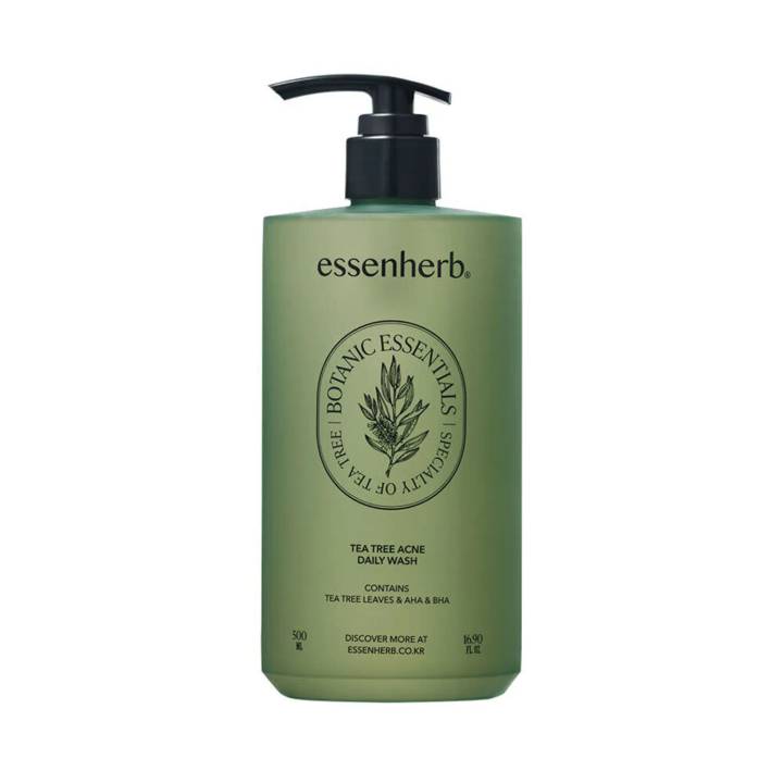 essenHERB Tea Tree Acne Daily Wash 500mL Special Set (+Shower Ball)