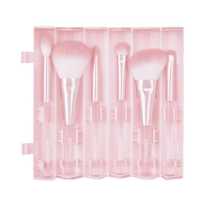 CORINGCO Pink Roll Makeup Brush Set