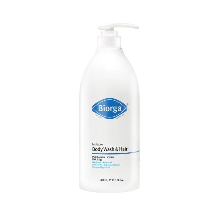 BIORGA Moisture Body Wash & Hair 1000ml Set (+Milk Amino Acids Cream 15ml)