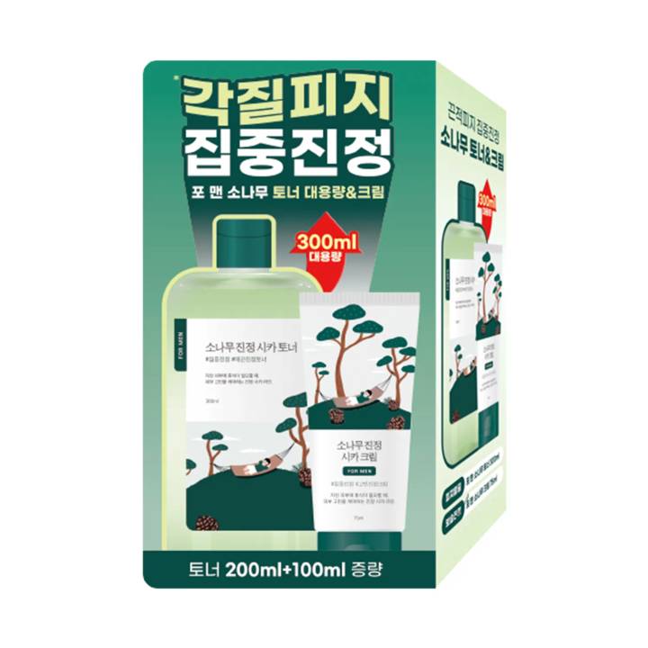 ROUND LAB For Men Pine Calming Cica Toner/Cream Set (Toner 300ml+Cream 75ml)