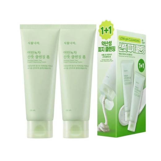 Shingmulnara Young Green Tea Refreshing Foam Cleanser 120ml 1+1 Set