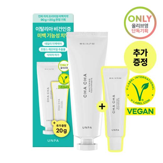 Unpa Cha Cha Premium Chamomile Whitening Toothpaste 90g+20g Set