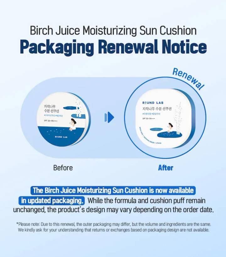 ROUND LAB Birch Juice Moisturizing Sun Cushion 15g