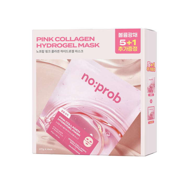 NoProb Hydrogel Mask Sheet Volume Glow 5+1 Set (Pink Collagen/Blue Azulene/Green Apple)
