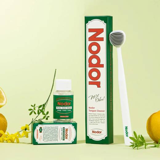 nodor Clean Tongue & Breath Care 2P Set (Solid Gargle 30 Tablets+Tongue Cleaner)