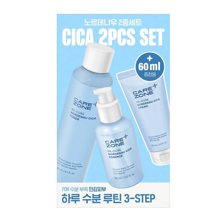 CAREZONE Re-Cure Nordenau Cica 2pcs Set (Toner 240mL+Essence 90mL)