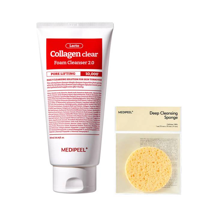 MEDI-PEEL Red Lacto Collagen Clear 2.0 Special Set (300mL+Deep Cleansing Sponge)