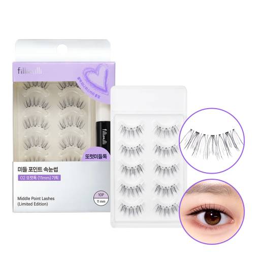 Fillimilli Middle Point Eyelash 02 CLEAR TOK Set (+Black Mini Mascara)