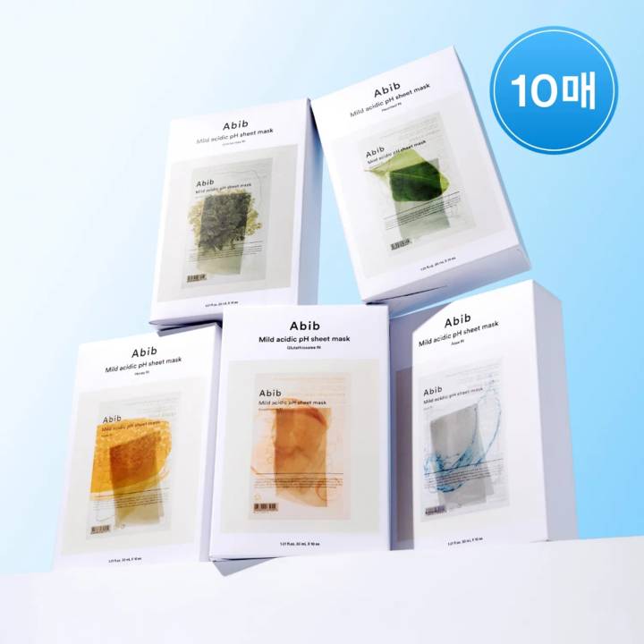 Abib Mild Acidic pH Sheet Mask (10 sheet) – Heartleaf / Jericho Rose / Aqua / Glutathione / Honey