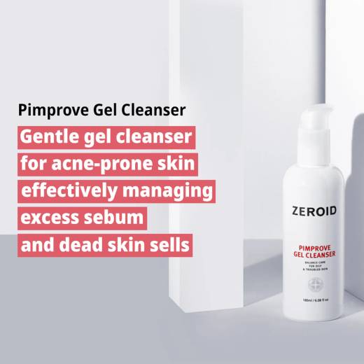 ZEROID Pimprove Gel Cleanser 180ml Set (+ Red Control Cream 10ml)