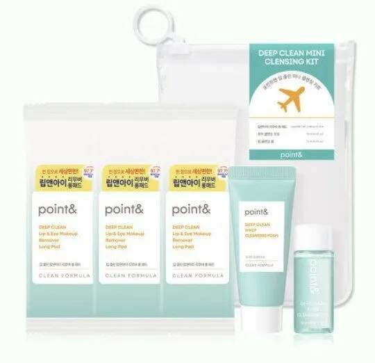 POINT& Deep Clean Mini Cleansing Travel Kit (Lip & Eye Remover Long Pad 3ea+Oil 15ml+Foam 15ml)