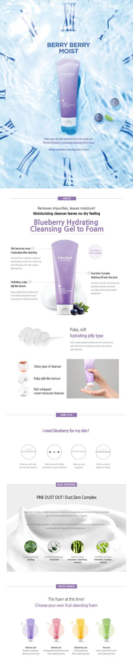 FRUDIA Blueberry Hydrating Cleansing Gel To Foam 145ml