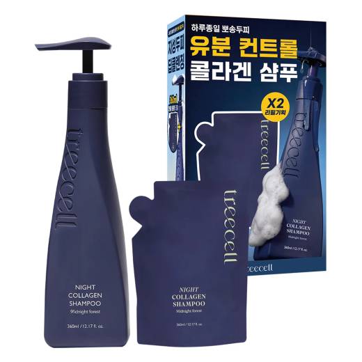 Treecell Night Collagen Shampoo #Midnight Forest 360ml Refill Set (+Refill 360ml)