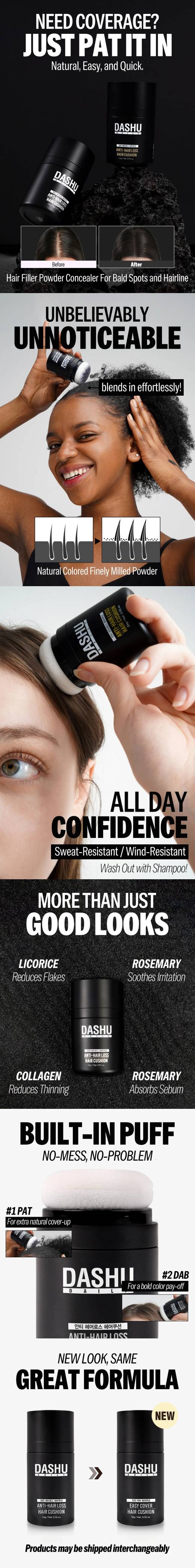 DASHU Daily Easy Cover Hair Cushion (Natural Brown) 16g