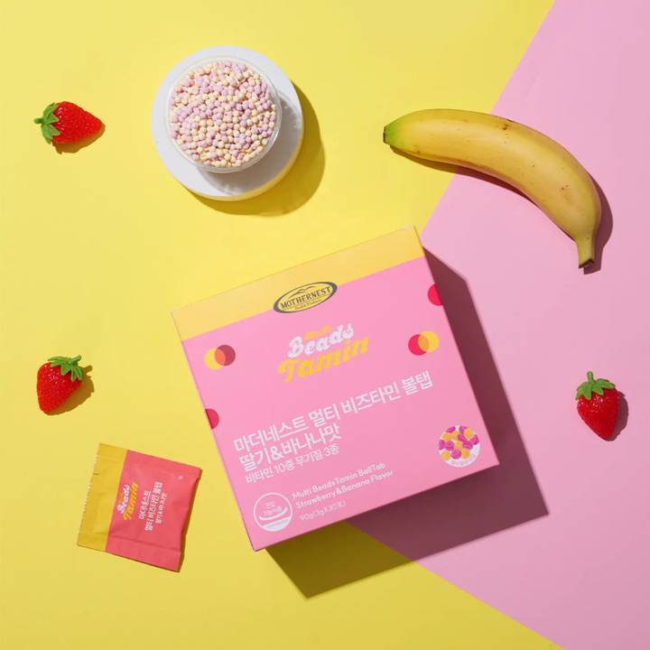 mothernest Multi Beads Tamin BallTab Strawberry & Banana Flavor 30 Packs (30-day supply)