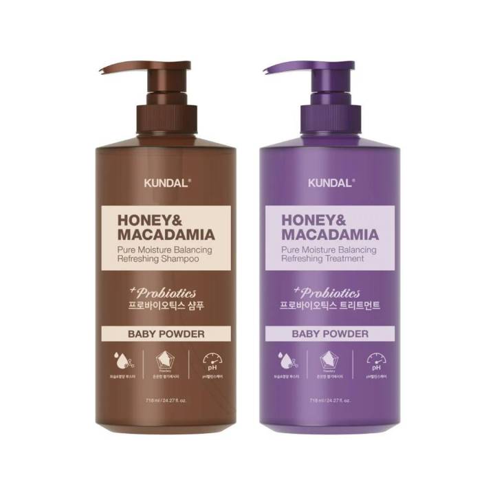 KUNDAL Probiotics Shampoo + Treatment 718ml Set (Baby Powder/ Ylang Ylang/White Musk)