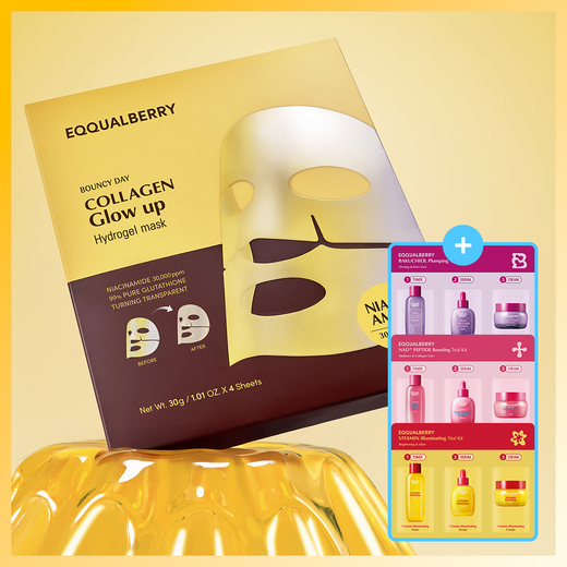 EQQUALBERRY Collagen Glow Up Hydrogel Mask 4P