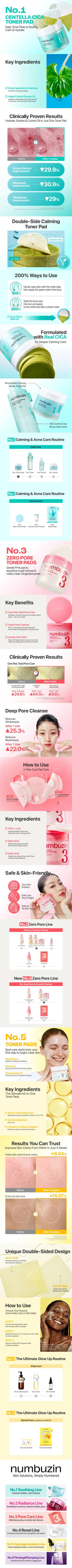 numbuzin No.1/3/5 Toner Pad 70P Set (3 Options)