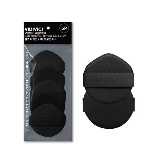 VIDIVICI Black Perfection Cover Fit Cushion Puff 5P