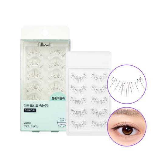 Fillimilli Middle Point Eyelash 01 PURE TOK (11mm) (10P)