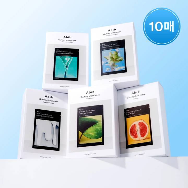 Abib Gummy Sheet Mask Sticker (10 sheet) – Heartleaf / Sedum Hyaluron / Madecassoside / Collagen Milk / Vita
