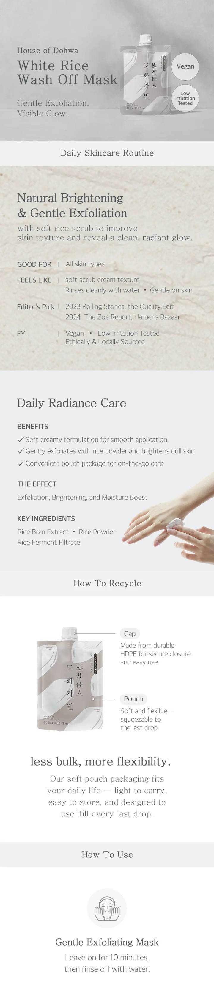 House of Dohwa White Rice Wash Off Mask 100ml